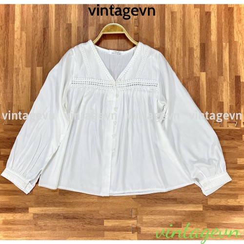 {vintagevn} áo babydoll kaca tiểu thư  tay dài cổ V  A 203 freeship | BigBuy360 - bigbuy360.vn