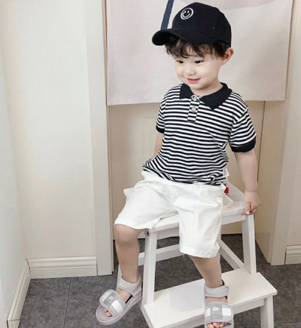Set Polo kẻ bé trai