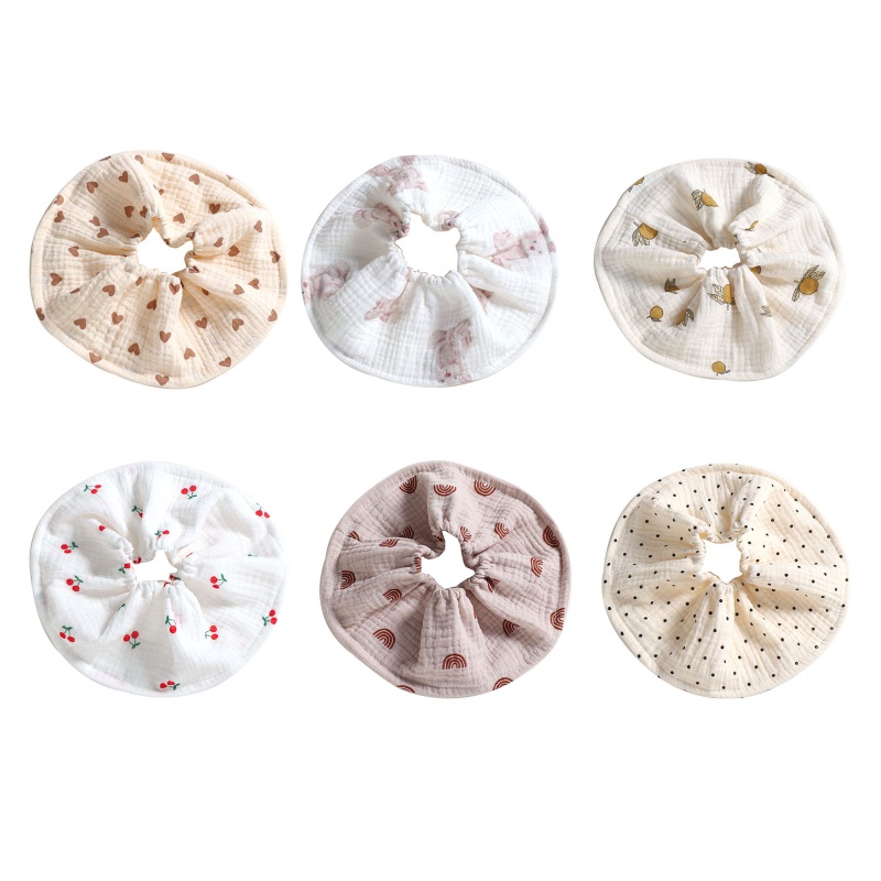 Yếm Ăn Cotton Hình Tròn Thoáng Khí Xoay 360 Độ In Họa Tiết Hoạt Hình Xinh Xắn Cho Bé