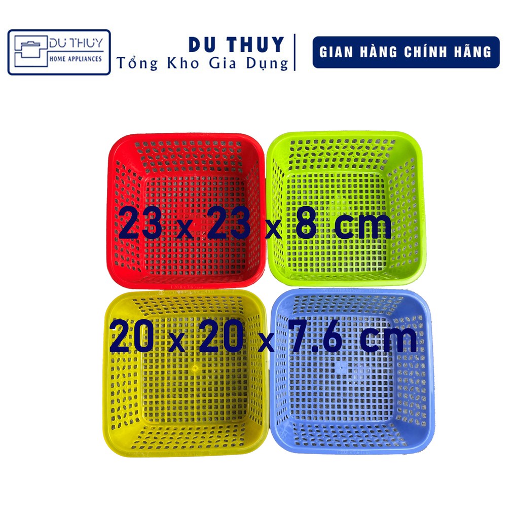 Rổ Nhựa Vuông Nhiều Màu 23 x 23 x 8 cm, 20 x 20 x 7.6 cm Đựng Đồ Đa Năng, Nhựa PP An Toàn Sức Khỏe, Thương Hiệu Việt Thà