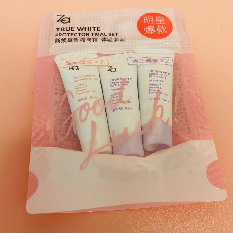 Set kem lót trang điểm ZA chống tia UVA/ B SPF33/ PA++ dưỡng ẩm làm trắng sáng da 5g