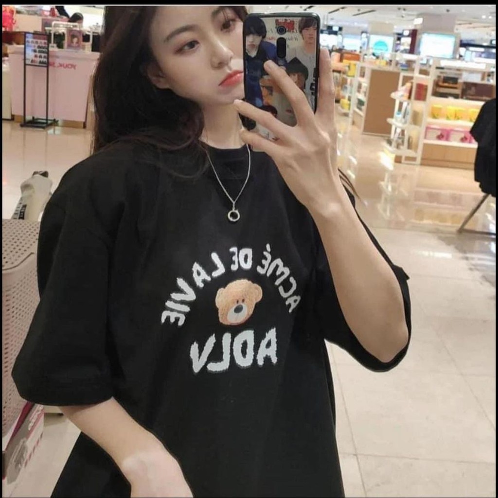Áo thun unisex ADLV TEDDY BEAR , áo thun nữ oversize form rộng tay lỡ chất cá tính ,BLACK56 M25 | BigBuy360 - bigbuy360.vn
