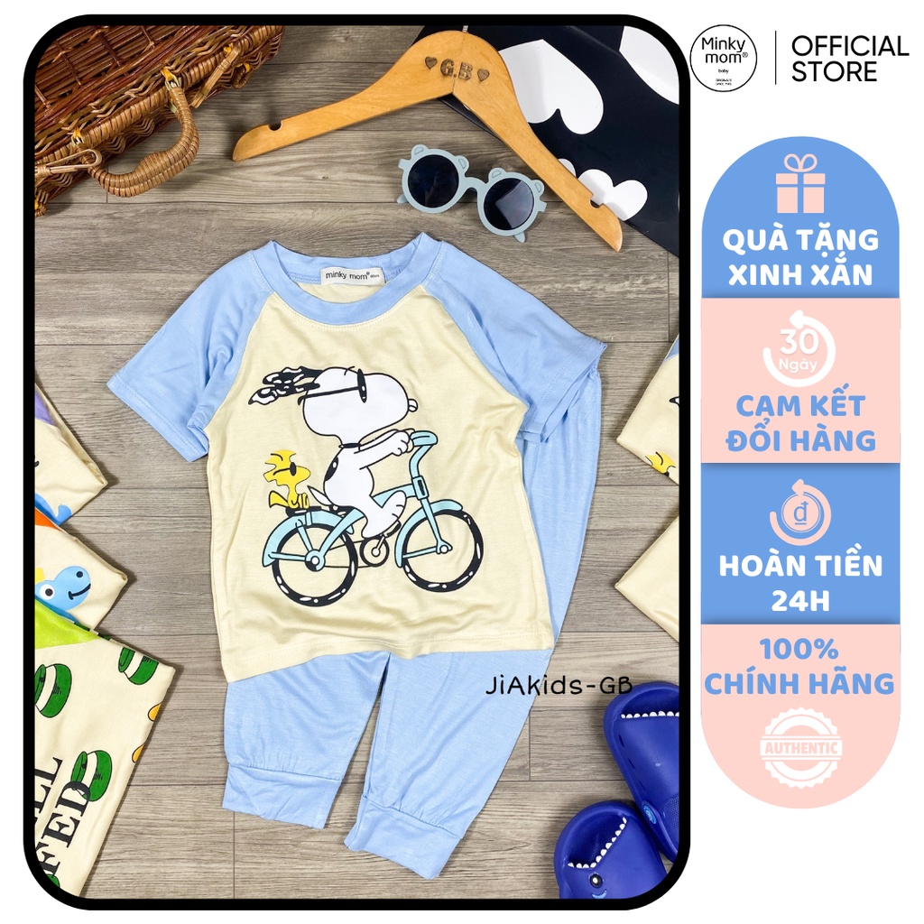 [SZ ĐẠI] Bộ Dài Tay Cho Bé Trai, Bé Gái Minky Mom Vải Thun Lạnh Snoopy Giáp Lăng,Đồ Bộ Cho Bé Mặc Nhà Thu Đông MKMTD2108