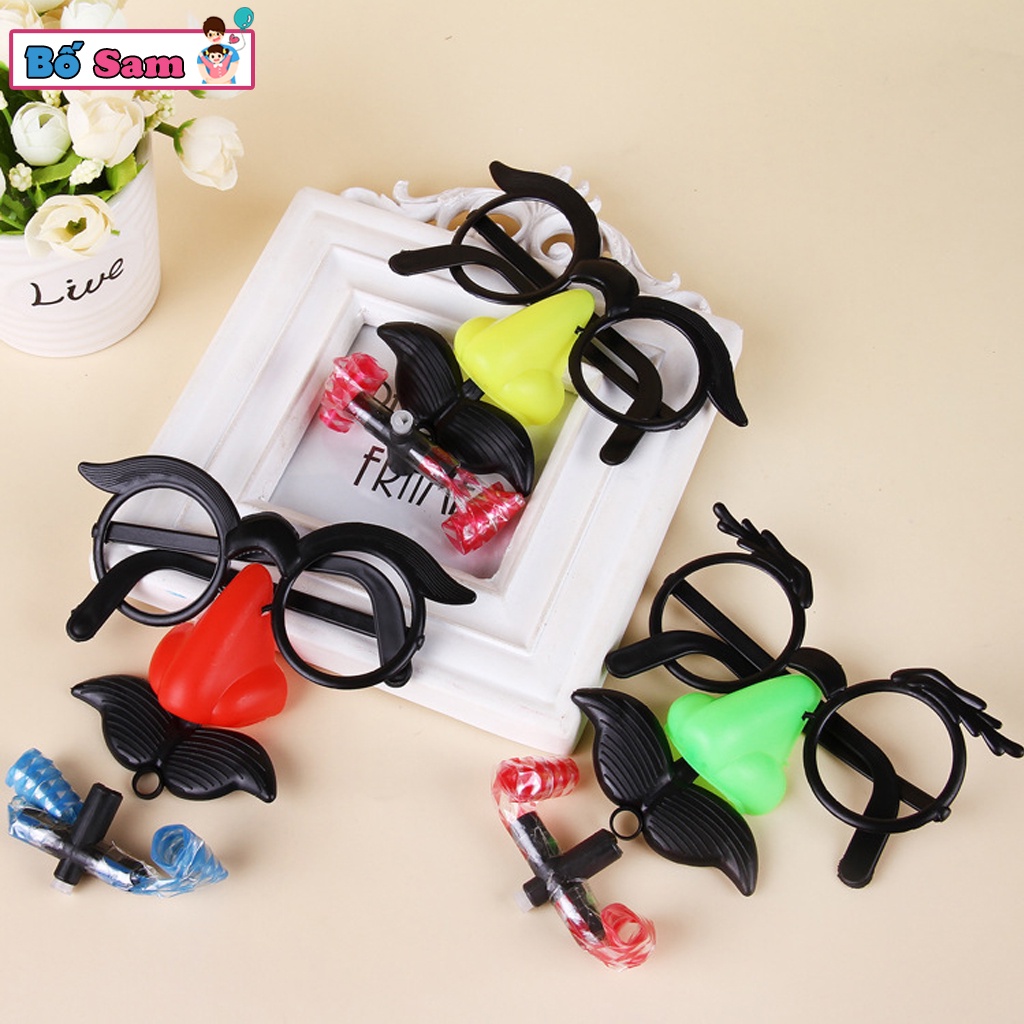 Mắt kính chú hề, mặt nạ thổi râu, trò chơi trêu trọc thú vị Shop Bố Sam