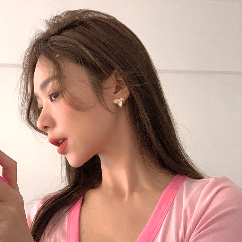 Khuyên tai hợp kim bạc hình bông hoa thời trang nữ thanh lịch