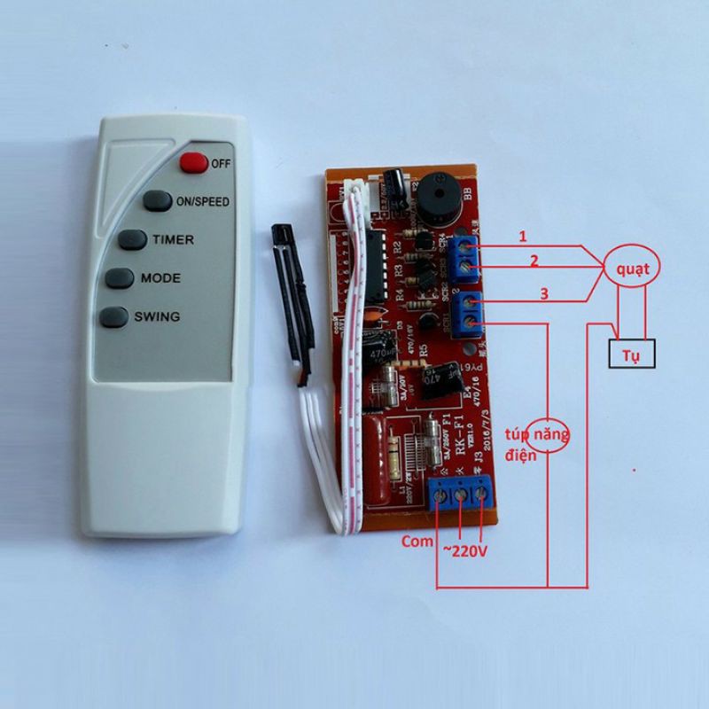 [Loại tốt, tiếng Việt] Bộ vỉ mạch chế điều khiển từ xa cho quạt (có kèm remote)