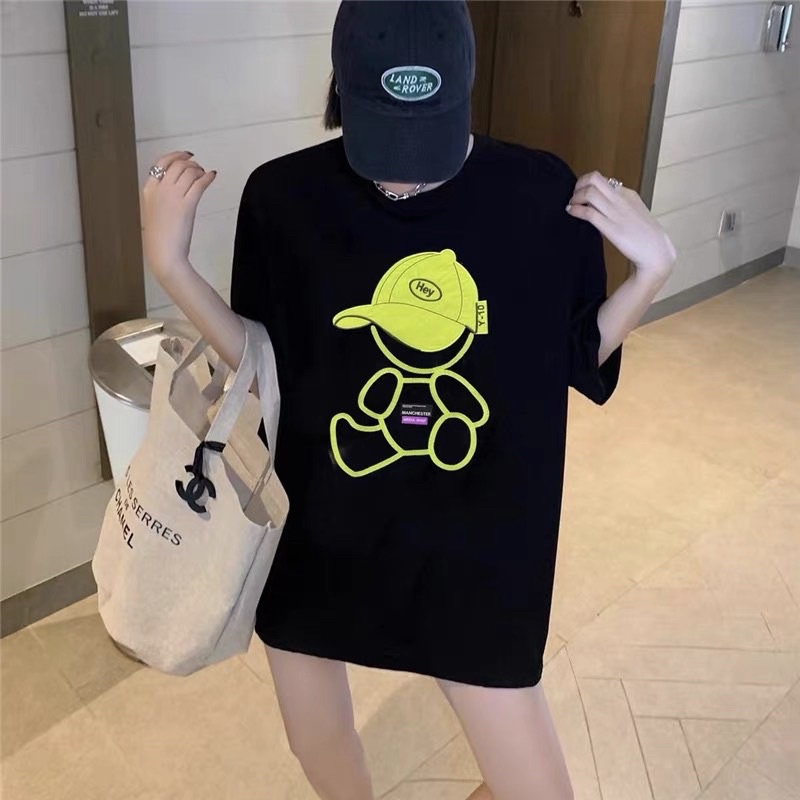 Áo thun nữ, Áo phông mũ thêu chất cotton mịn đẹp form giấu quần