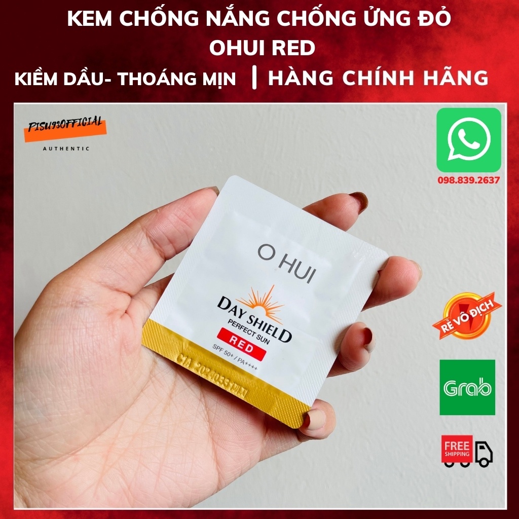 Kem chống nắng dưỡng trắng, cho da ửng đỏ Ohui Day Shield Perfect Sun Red SPF 50+/PA++++ - 1ml