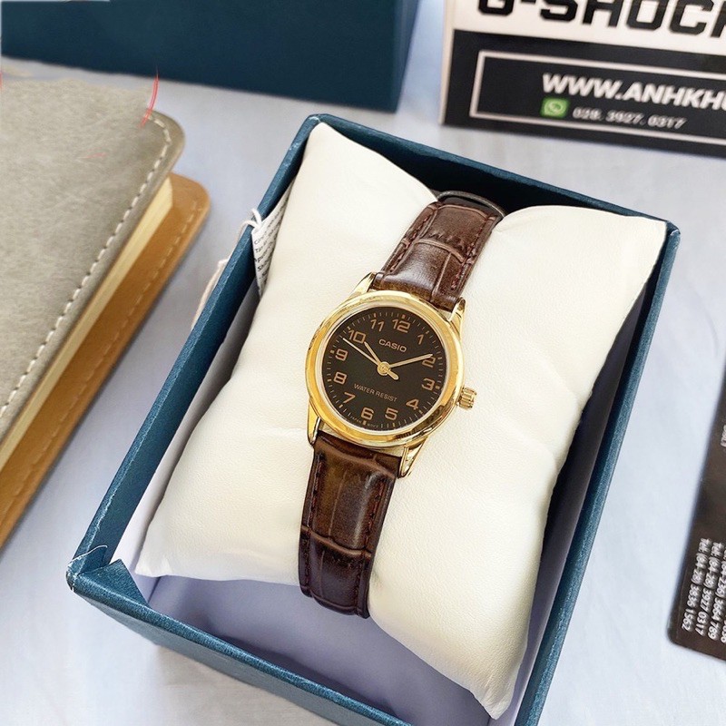 Đồng hồ nữ dây da Casio chính hãng Anh Khuê LTP-V001GL-1BUDF
