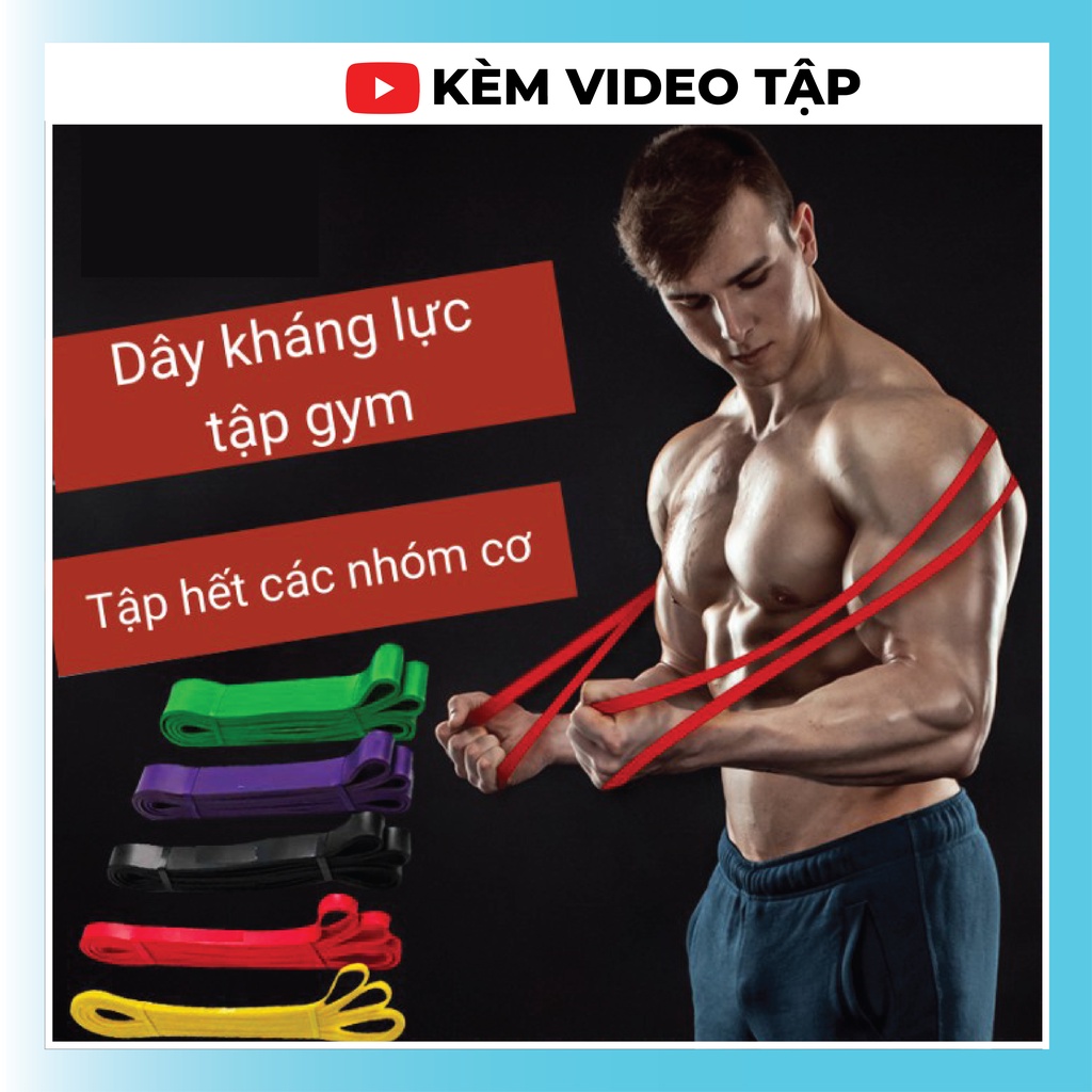 Combo 5 dây kháng lực tập gym power band, powerband tập tay, cao su dài đàn hồi trợ lực A1001