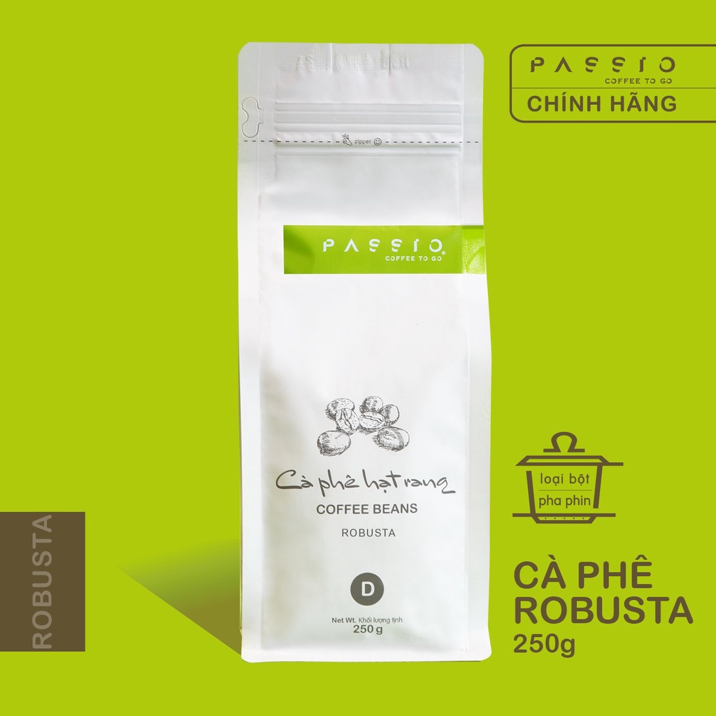 Cà phê Robusta dạng Bột (pha phin) nguyên chất 100% rang mộc - Passio Coffee (250g)