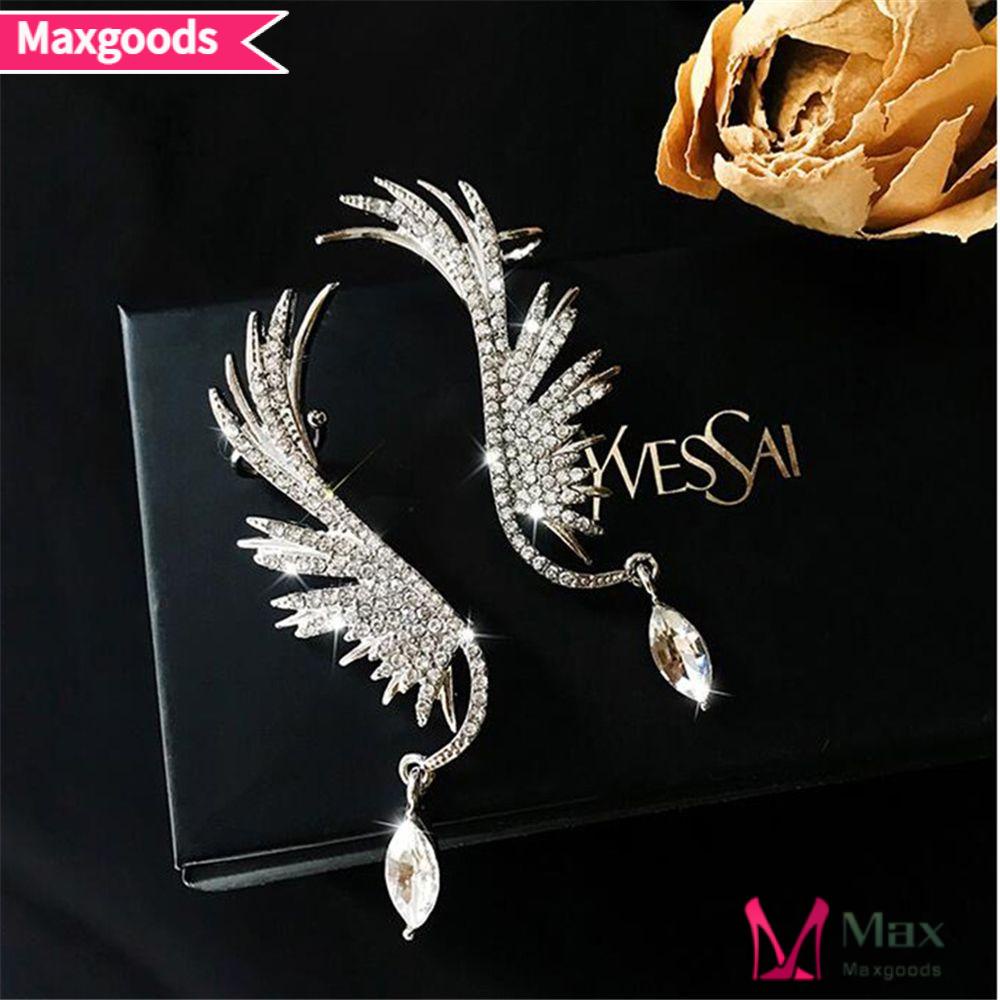 1 Cặp Bông Tai Hình Cánh Thiên Thần Đính Đá Zircon Thời Trang Cho Nữ
