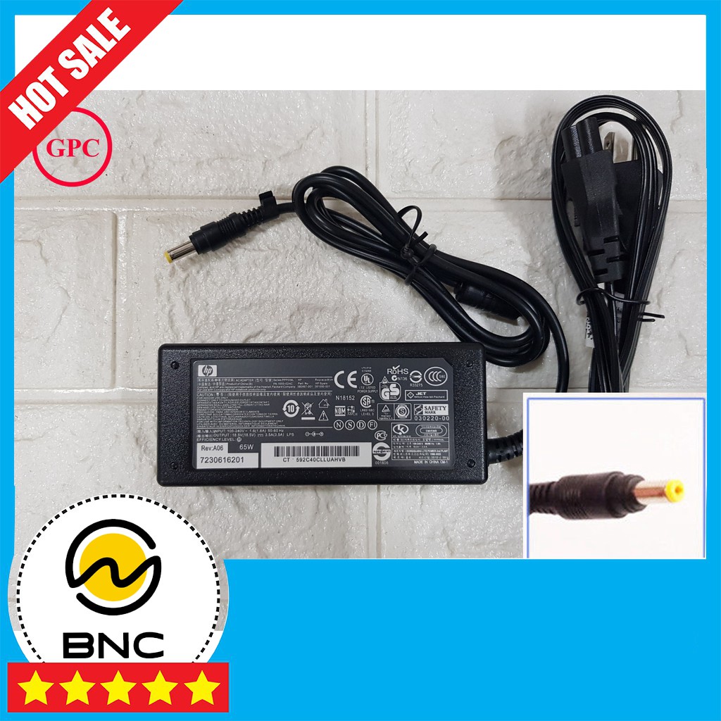 [ZIN] Cục sạc thay thế dùng cho laptop HP thông số 18.5V-3.5A Chân vàng nhỏ