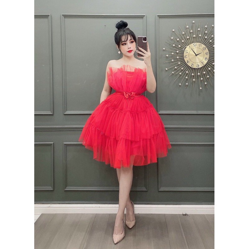 đầm xoè phồng cúp xếp ( ảnh và video thật 100%)