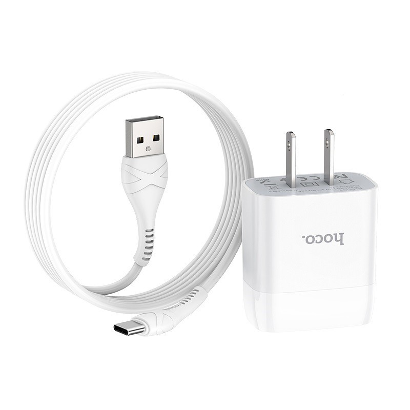 Bộ cốc sạc và cáp sạc Hoco C72 cổng Type-C output max 2.1A (Trắng) - Hàng chính hãng