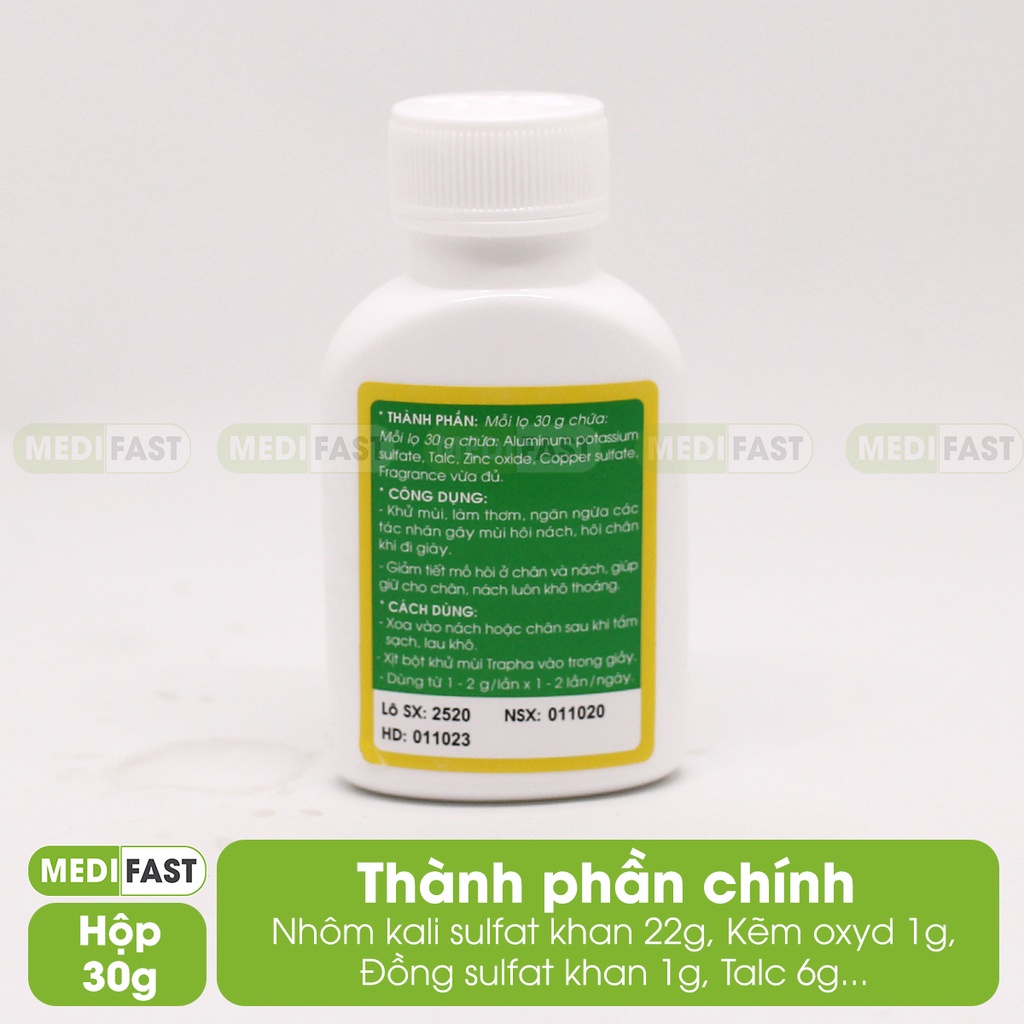 Khử mùi hôi chân, hôi nách Trapha 30g - Chính hãng Traphaco