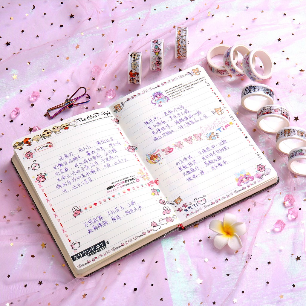 Bộ 10 Cuộn Băng Keo In Họa Tiết Dễ Thương Xinh Xắn Đa Dụng