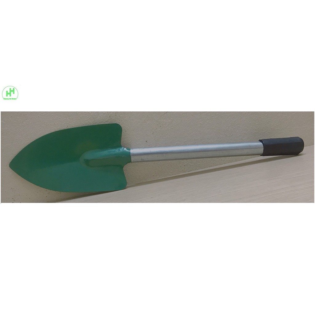 Xẻng Làm Vườn Cầm Tay Mini cán Sắt, chuôi nhựa, Lưỡi sắt sơn Xanh, chiều dài 42cm