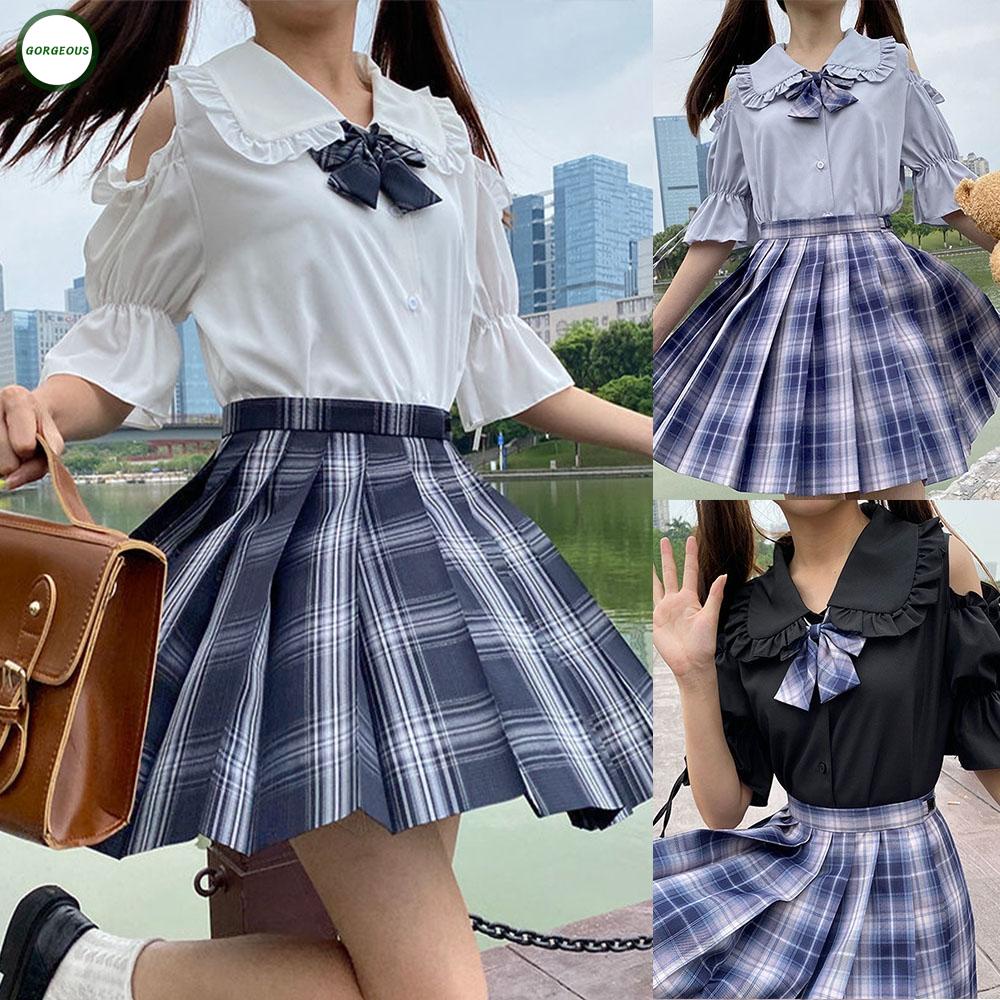 GORGEOUS~Girls Student Lolita Style Cute Collar Shirts JK Blouse Short Sleeve Tops Summer
