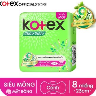 Combo 8 Gói Băng Vệ Sinh Kotex Thảo Dược Siêu Mềm Mỏng Cánh - Mỗi Gói 8 Miếng - HSD Luôn Mới