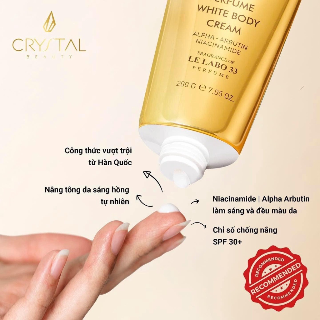 Kem dưỡng thể làm trắng, sáng da an toàn Crystal Beauty white body cream tuýp 200g | Wings Shop