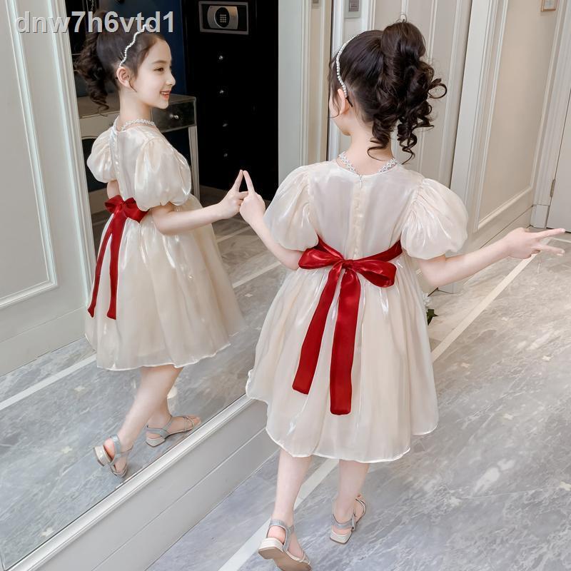 3 Váy đầm nữ mùa hè 4 kiểu dáng ngoại 5 trẻ em 6 váy hè 7 bé gái 8 tuổi váy lưới tay phồng màu đỏ