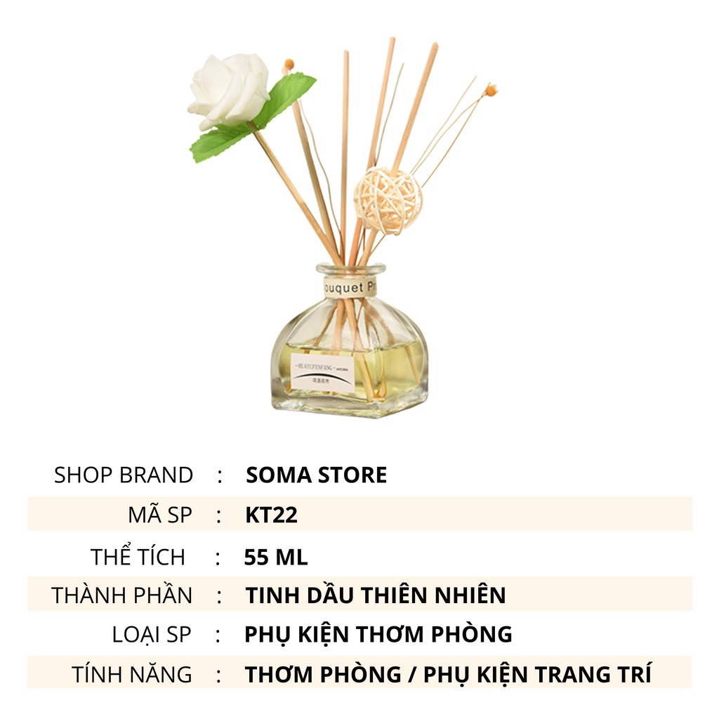 Nước Hoa Khuếch Tán Thơm Phòng Lọ Tinh Dầu Thơm Để Phòng Thiên Nhiên Tán Hương Phòng Ngủ KT22