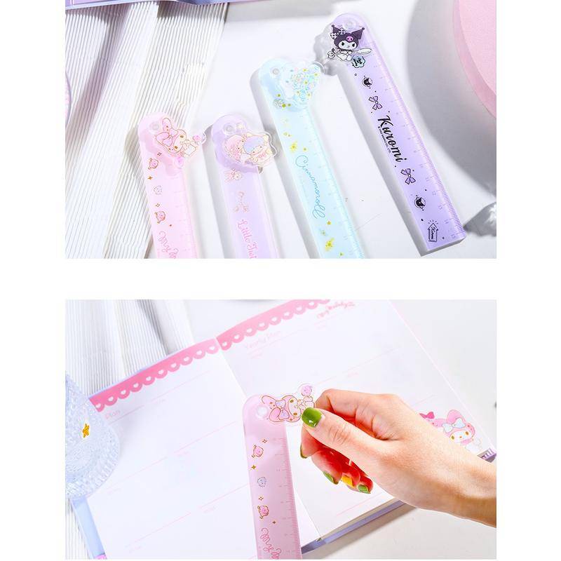 SANRIO Thước Thẳng Vẽ Họa Tiết Hoạt Hình Cinnamoroll Kuromi My Melody LittleTwinStars Dễ Thương Vui Nhộn Kiểu Hàn Quốc Làm Quà Tặng Cho Bé