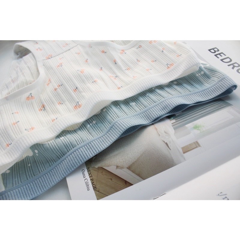 Quần Lót Nữ ❤️ Quần Cotton Nữ gân tăm họa tiết cherry tông xanh trắng đáng yêu mã 1798