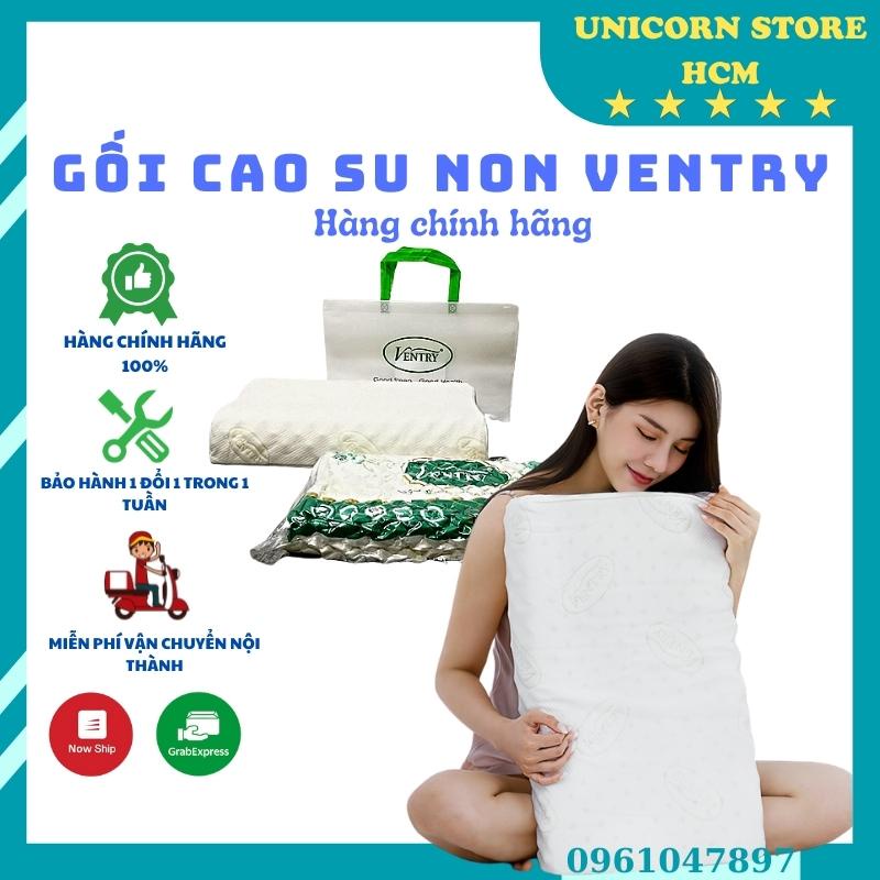 Gối cao su non Ventry Thái Lan, Gối cao su non, 100% cao su tự nhiên êm ái mềm mịn, Chống đau vai gáy, Bảo hành uy tín