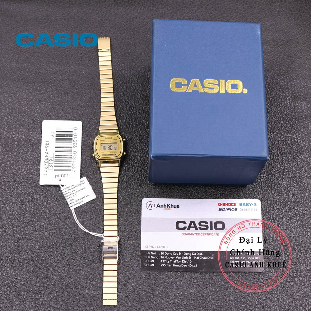 Đồng hồ điện tử nữ Casio LA670WGA-9DF dây kim loại