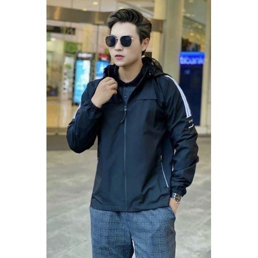 Áo Gió Nam, Áo Gió Thể Thao Vải Tráng Bạc 3 Sọc Chống Thấm Nước - Xưởng May 9X