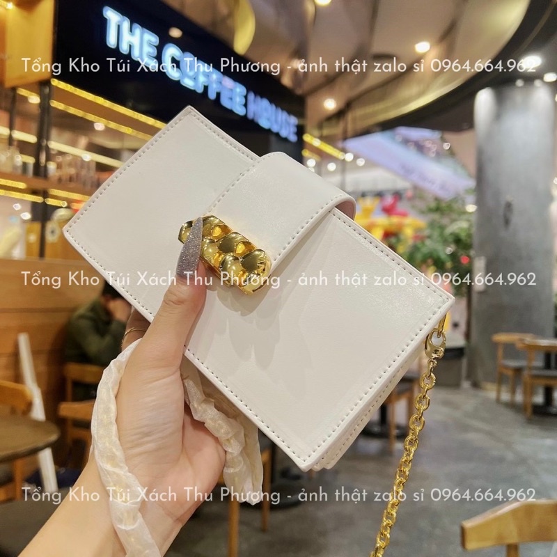 Túi đeo chéo nữ chất da bóng mịn có thể làm clutch cầm tay siêu sang chảnh