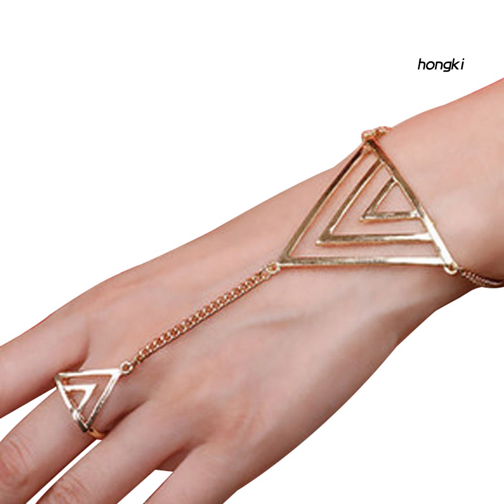 Vòng Tay Kết Hợp Nhẫn Hình Tam Giác Thời Trang Cho Nữ