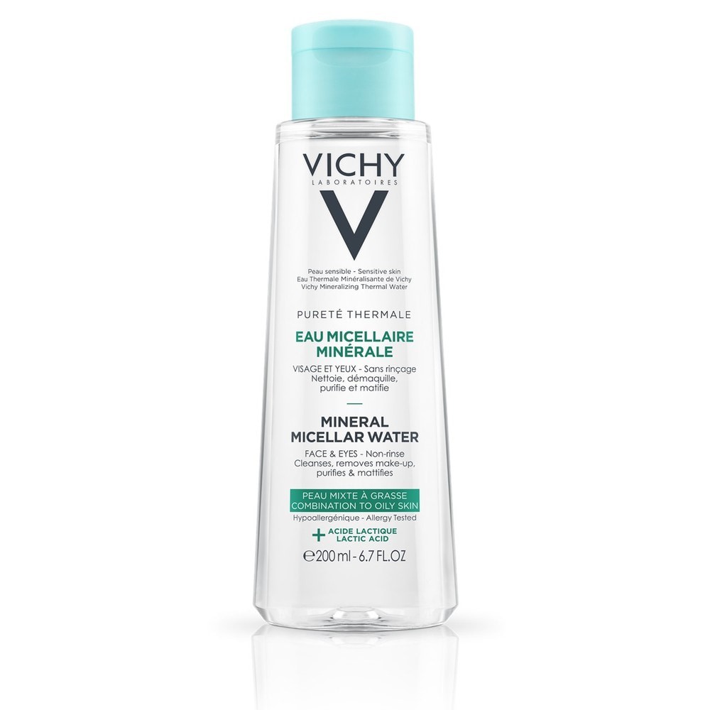 Nước Tẩy Trang Vichy Pureté Thermale Mineral Micellar Giàu Khoáng Chất Cho Da Dầu &amp; Da Hỗn Hợp 200ml