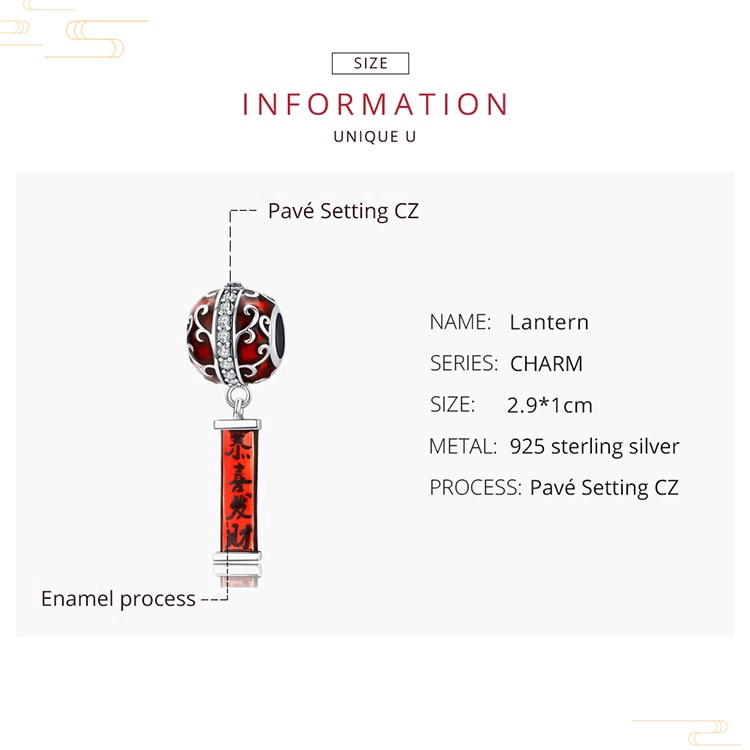 Mặt Trang Trí Bamoer Bằng Bạc 925 Hình Lồng Đèn Để Làm Cho Vòng Đeo Tay Tiện Dụng BSC134