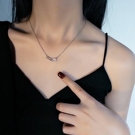Dây chuyền mặt ghép đôi đính đá zircon thời trang dành cho nữ