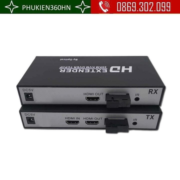 Bộ Kéo Dài HDMI Qua Dây Quang Xa 20KM KVM TCP/IP Hỗ Trợ 2 Cổng HDMI Có điều khiển từ xa