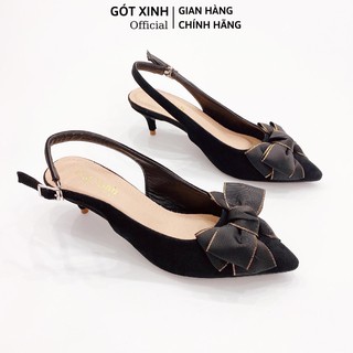 Giày cao gót gót xinh gx384 da mềm cao 3cm gót nhọn hở gót có quai hậu
