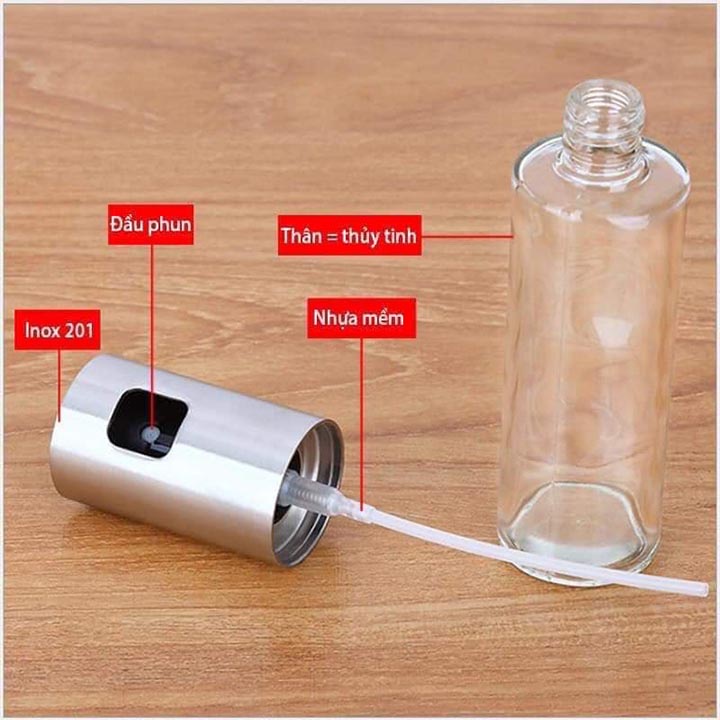 Chai Xịt Dầu Ăn Phun Sương Thủy Tinh, Tiện Lợi Hơn Cho Việc Nướng Đồ Ăn - Dung Tích 100ml