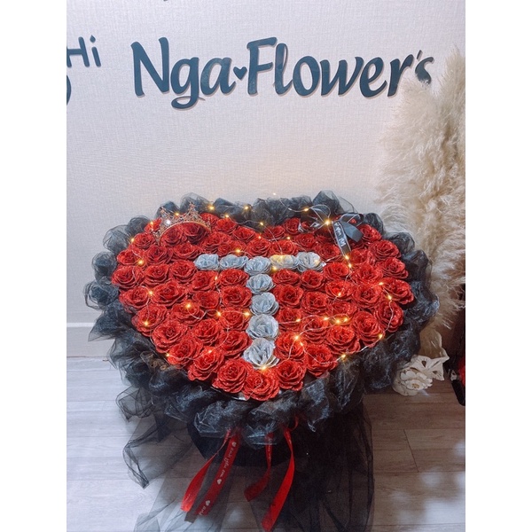 Bó Hoa Nhũ 50 Bông Kèm Chữ Theo Yêu Cầu