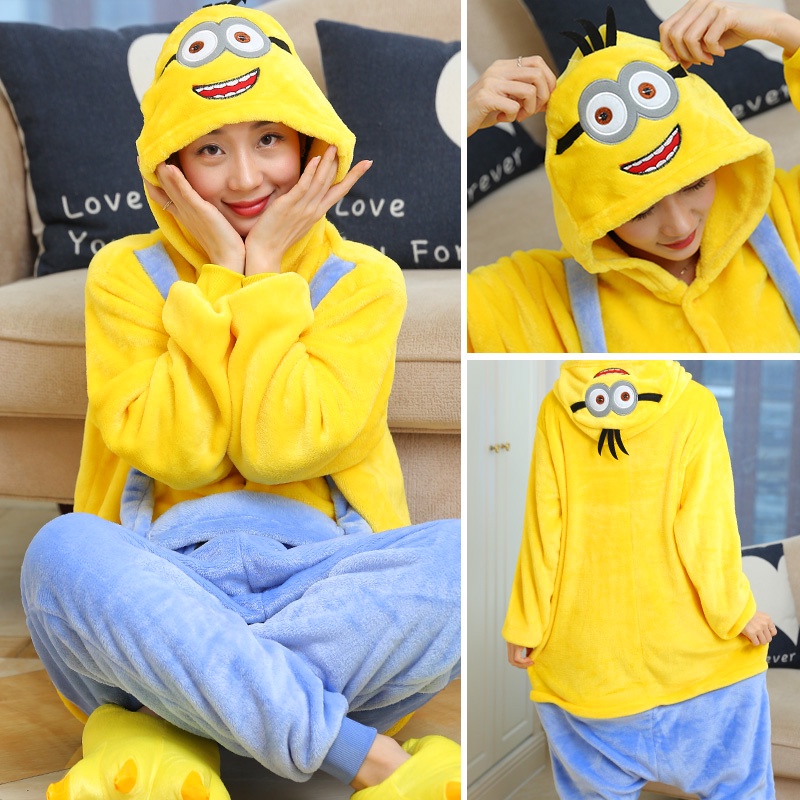 Bộ Đồ Ngủ Liền Thân Hóa Trang Nhân Vật Minion Hoạt Hình Vui Nhộn Dành Cho Nam Nữ