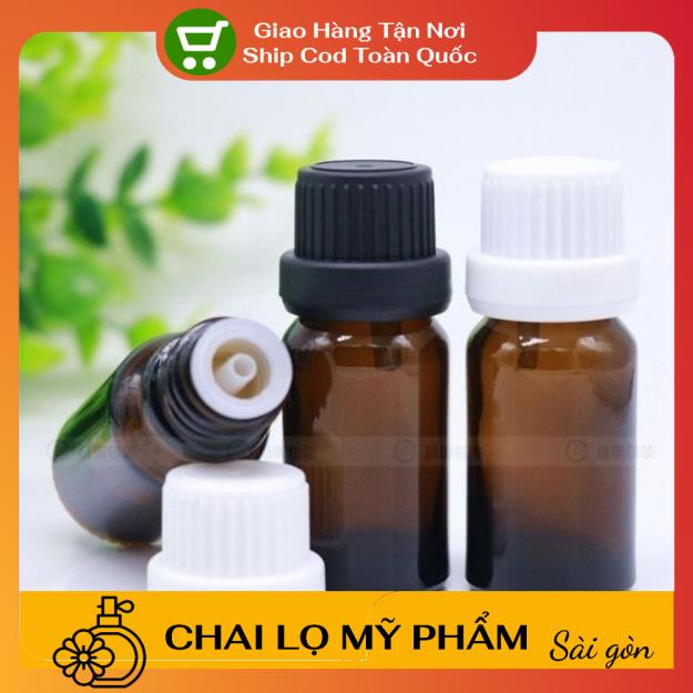 Lọ Chiết Serum ❤ SIÊU RẺ ❤ Chai lọ đựng tinh dầu thủy tinh nắp đen nhỏ giọt 5ml,10ml chiết serum , phụ kiện du lịch