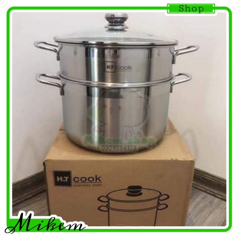 [HCM] [Hàng Cao Cấp] Xửng Hấp HT Cook 28cm Nắp Kính - Cực Kỳ Cao Cấp - Hàng Chính Hãng Chất Lượng Tuyệt Đối