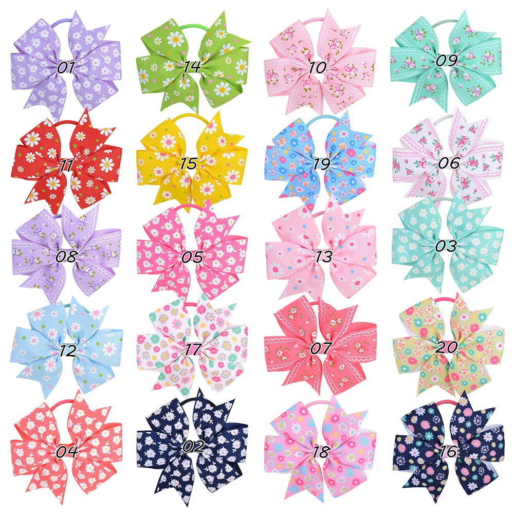 Dây cột tóc KIDSBOWS in hoa 20 màu tùy chọn cho bé