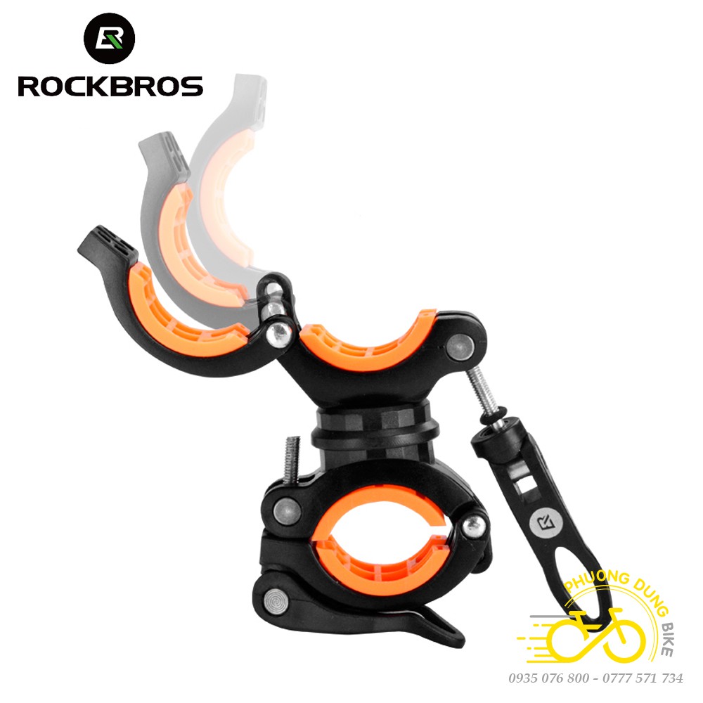 Giá pas đỡ kẹp đèn pin xoay 360 độ 2 đầu ROCKBROS