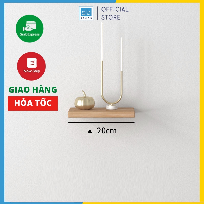 Kệ Gỗ Thanh Ngang Treo Tường Kết Cấu Giấu Chân SIB Decor Kích Thước 20 x 15cm, Gỗ Lõi Xanh Chống Ẩm, Kèm Phụ Kiện