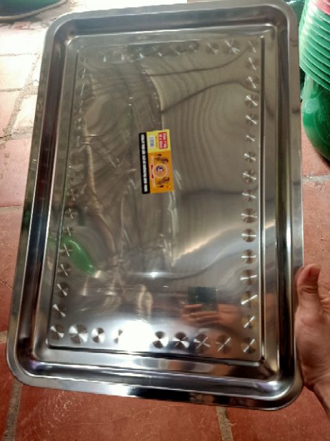 Khay inox chữ nhât 35_50 cm