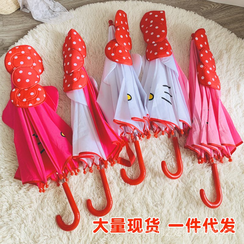 Dù Che Mưa Nắng Cán Dài Hình Hello Kitty Phong Cách Mới Cho Bé Gái