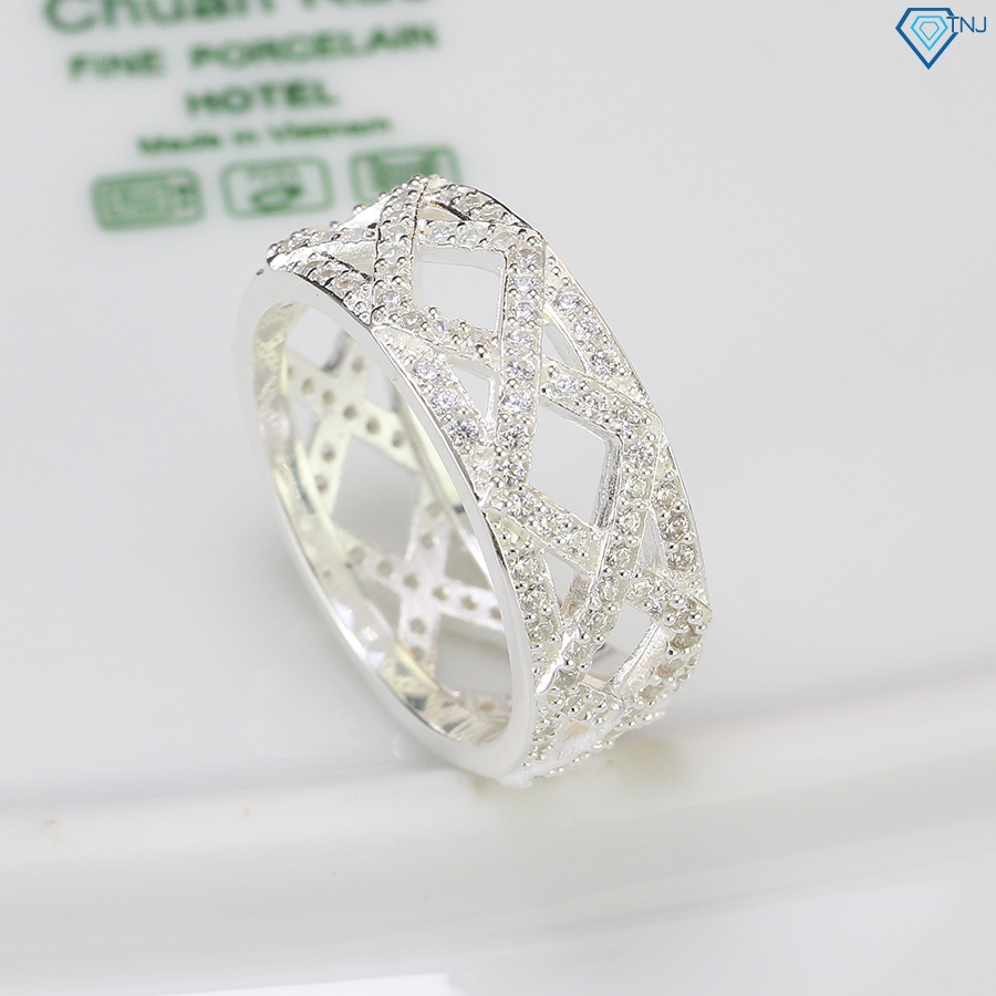 Nhẫn nam bạc tròn hình caro đính đá sang trọng NNA0343 - Trang sức TNJ
